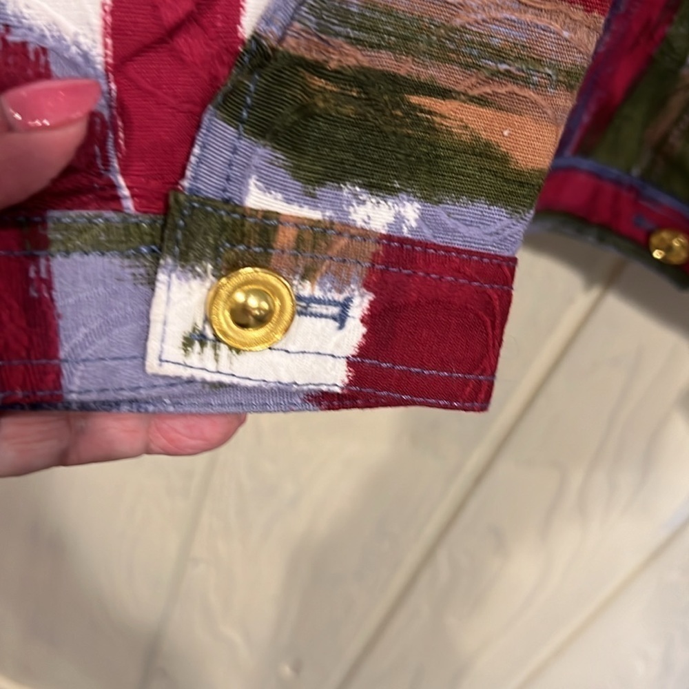 Drapers & Damons Cotton Textured Jacket Colorful Size 1X - Picture 4 of 10